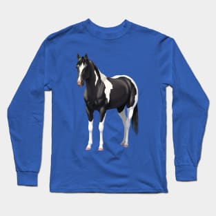 Beautiful Black Pinto Quarter Horse Paint Stallion Long Sleeve T-Shirt